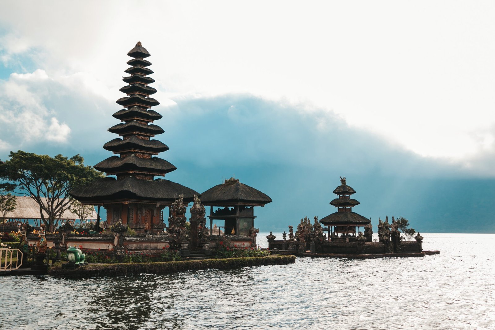 pura ulun danu bratan bali hindu temple surrounded by flowers bratan lake scaled